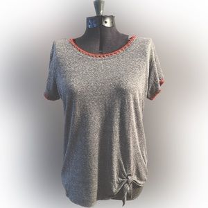 Democracy medium, gray T-shirt with Orange stitching